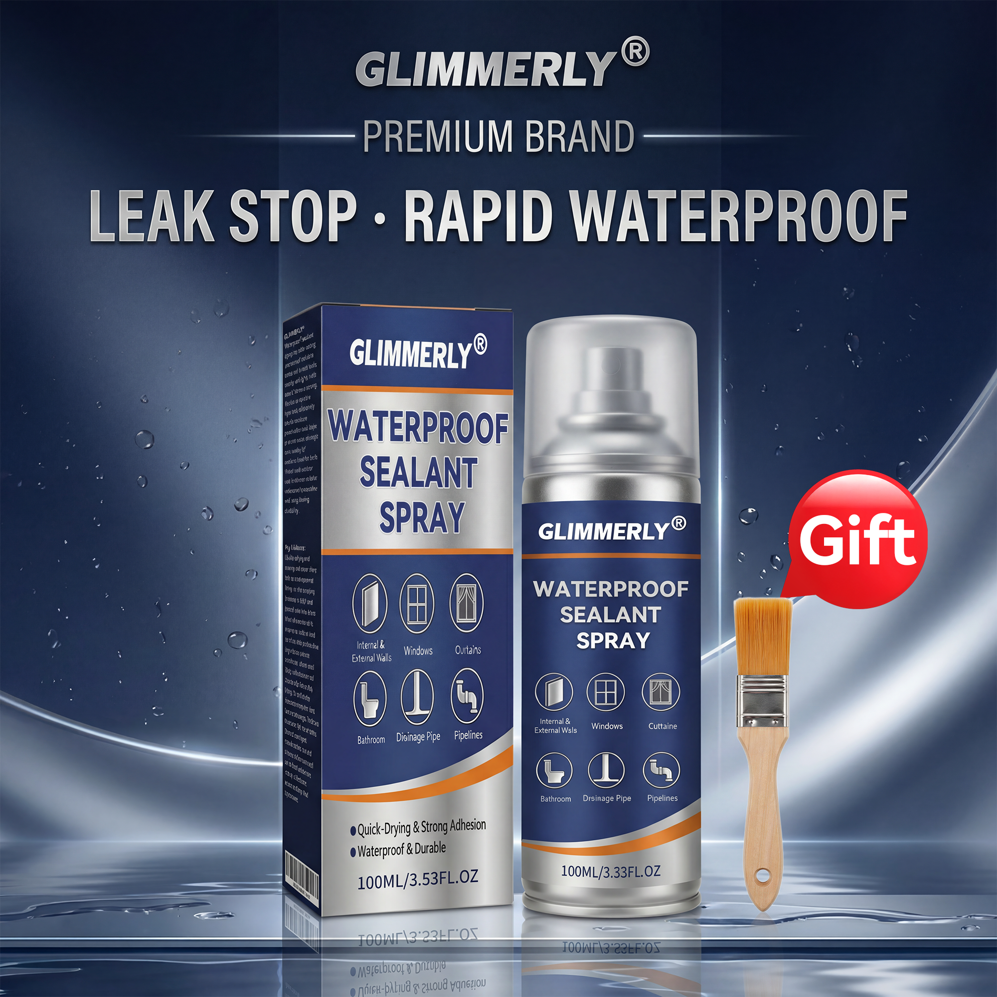 ✨GLIMMERLY® Waterproof Sealant Spray – Instant Leak Repair for Roofs, Walls & Pipes (Long-Lasting)
