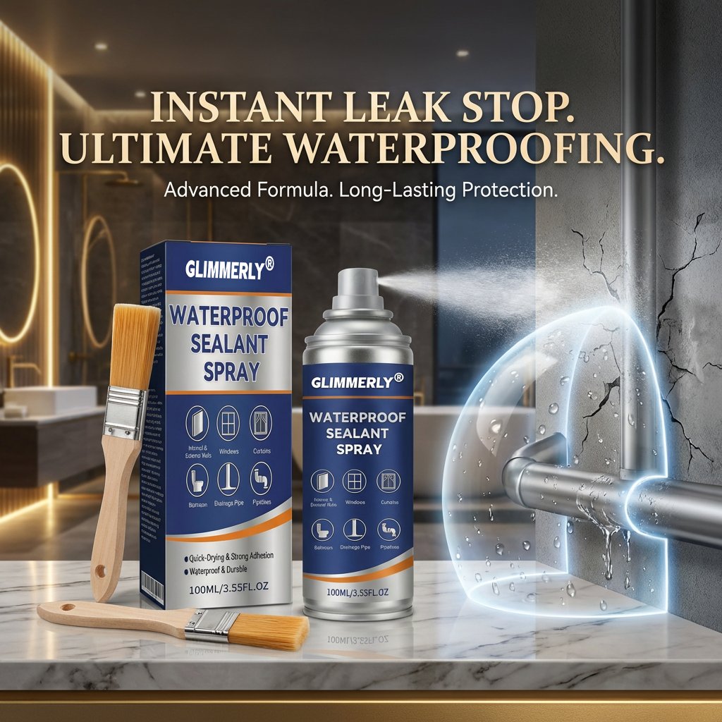 ✨GLIMMERLY® Waterproof Sealant Spray – Instant Leak Repair for Roofs, Walls & Pipes (Long-Lasting)