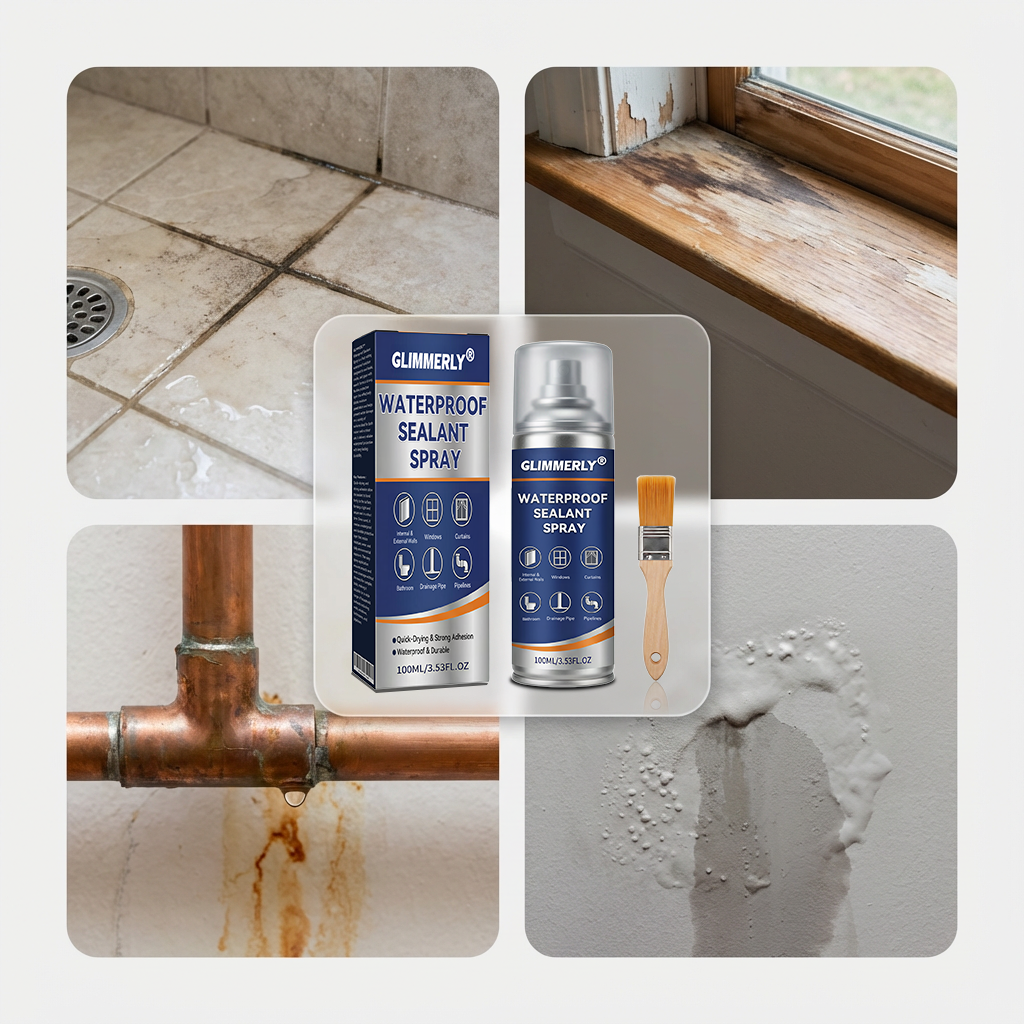 ✨GLIMMERLY® Waterproof Sealant Spray – Instant Leak Repair for Roofs, Walls & Pipes (Long-Lasting)