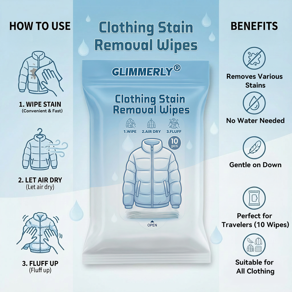 ❄️Winter Sale 🔥 𝐺𝑙𝑖𝑚𝑚𝑒𝑟𝑙𝑦® Clothing Stain Remover Wipes  定