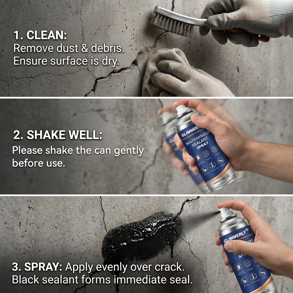 ✨GLIMMERLY® Waterproof Sealant Spray – Instant Leak Repair for Roofs, Walls & Pipes (Long-Lasting)