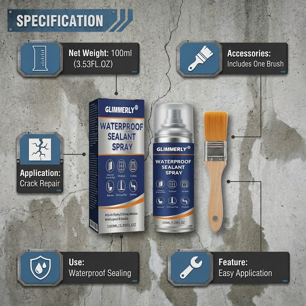 ✨GLIMMERLY® Waterproof Sealant Spray – Instant Leak Repair for Roofs, Walls & Pipes (Long-Lasting)