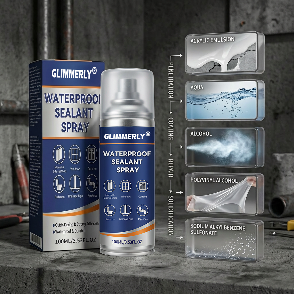 ✨GLIMMERLY® Waterproof Sealant Spray – Instant Leak Repair for Roofs, Walls & Pipes (Long-Lasting)