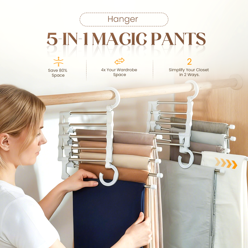 🔥 Closet Space Saver – Foldable Multi-Pants Hanger Rack