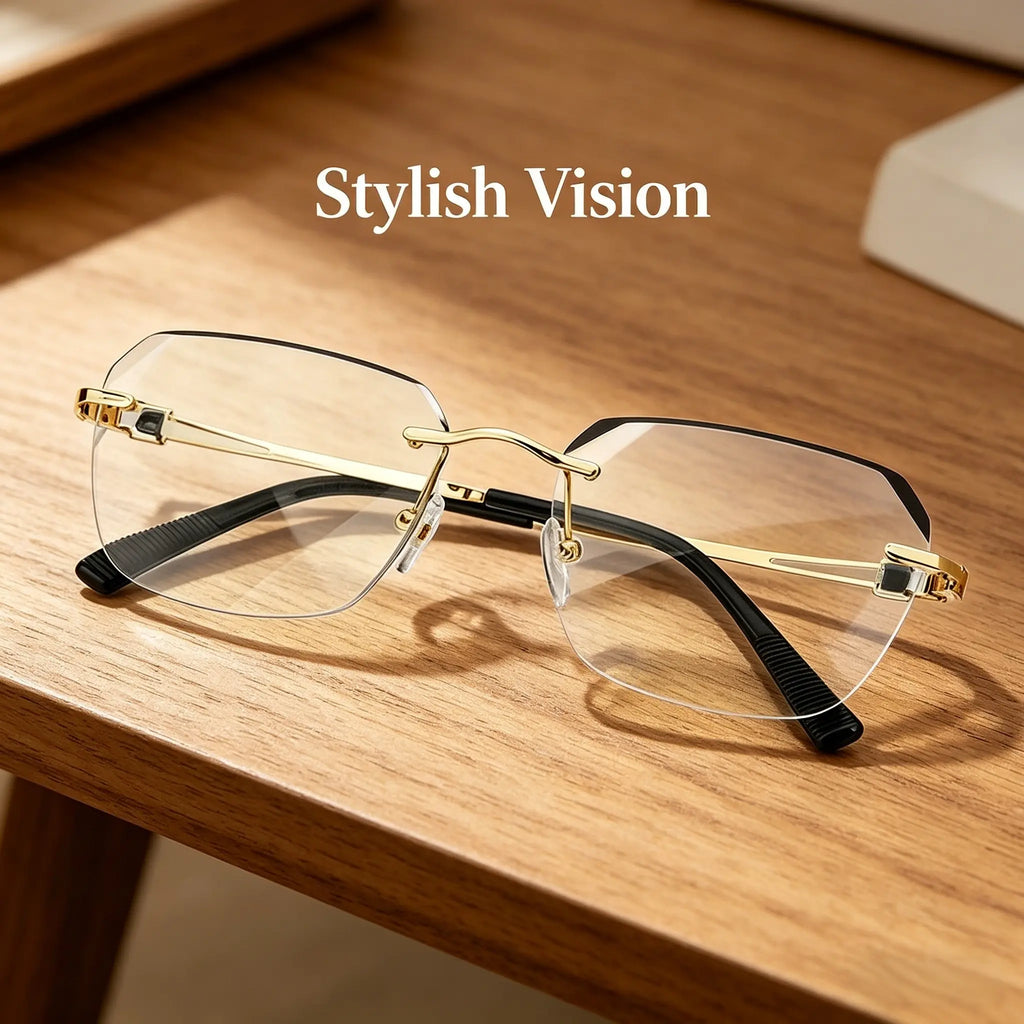 ✨ Diamond Edge Rimless Reading Glasses – Blue Light Blocking & Ultra Lightweight