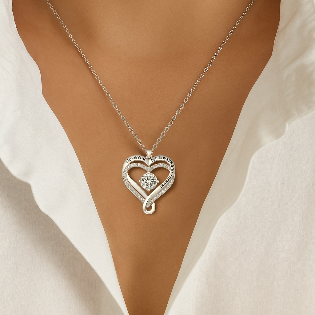 💕GLIMMERLY®💕"To My Wife" Forever & Always Heart Necklace