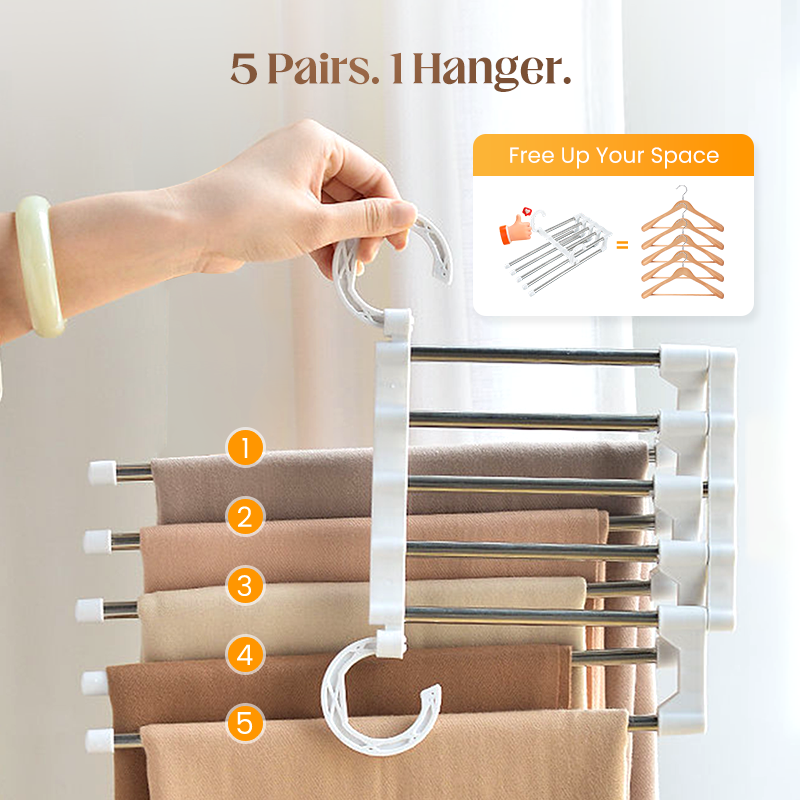 🔥 Closet Space Saver – Foldable Multi-Pants Hanger Rack