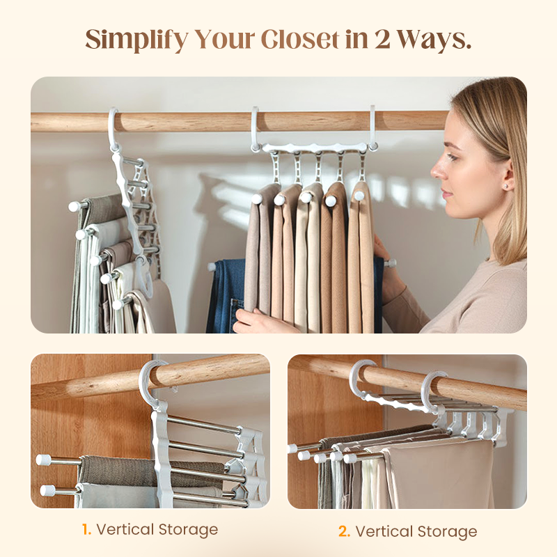 🔥 Closet Space Saver – Foldable Multi-Pants Hanger Rack