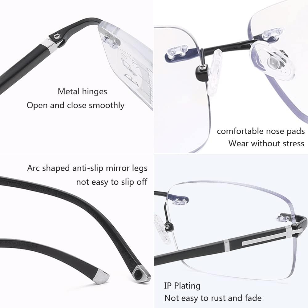 ✨ Diamond Edge Rimless Reading Glasses – Blue Light Blocking & Ultra Lightweight