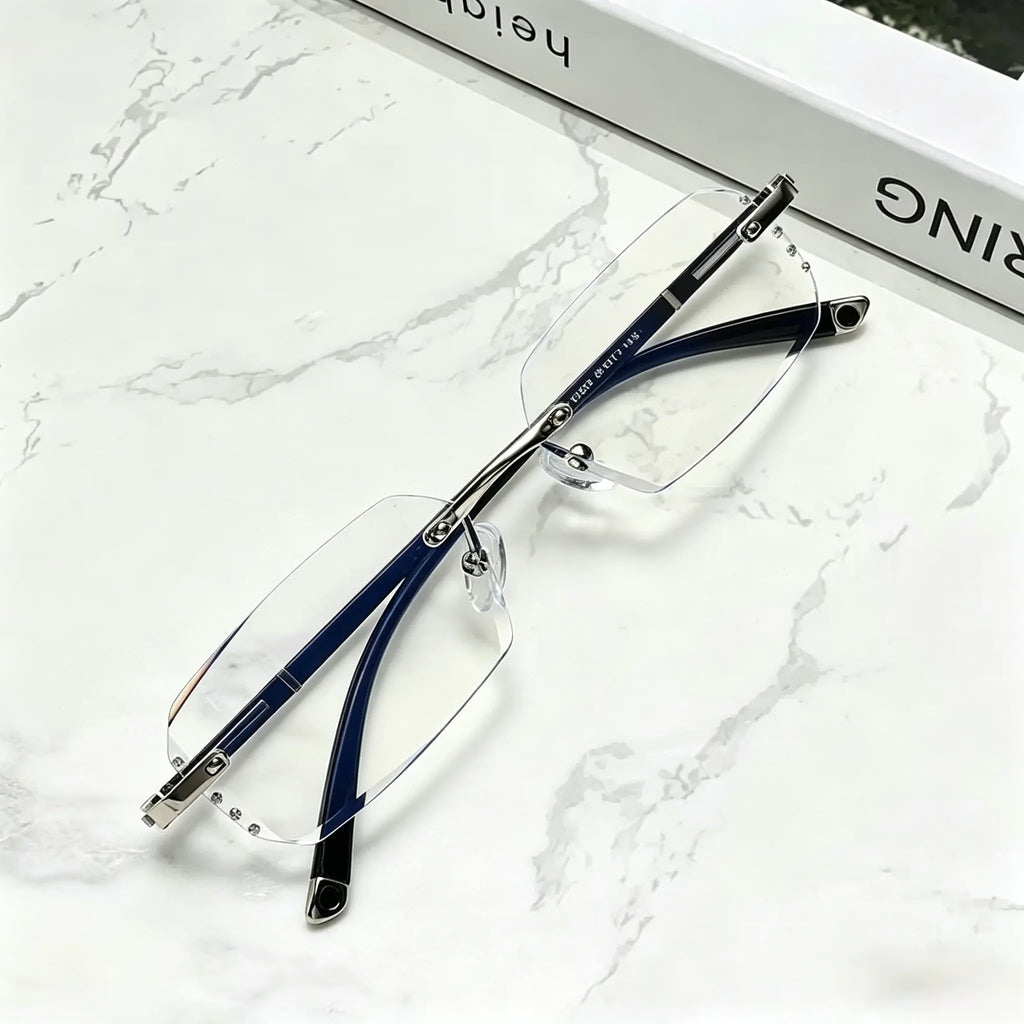 ✨ Diamond Edge Rimless Reading Glasses – Blue Light Blocking & Ultra Lightweight