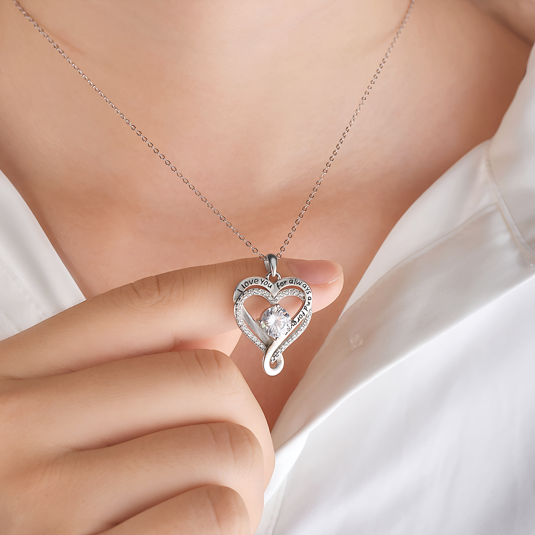 💕GLIMMERLY®💕"To My Wife" Forever & Always Heart Necklace