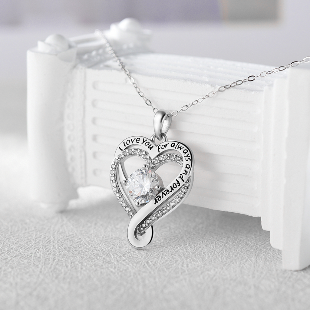 💕GLIMMERLY®💕"To My Wife" Forever & Always Heart Necklace