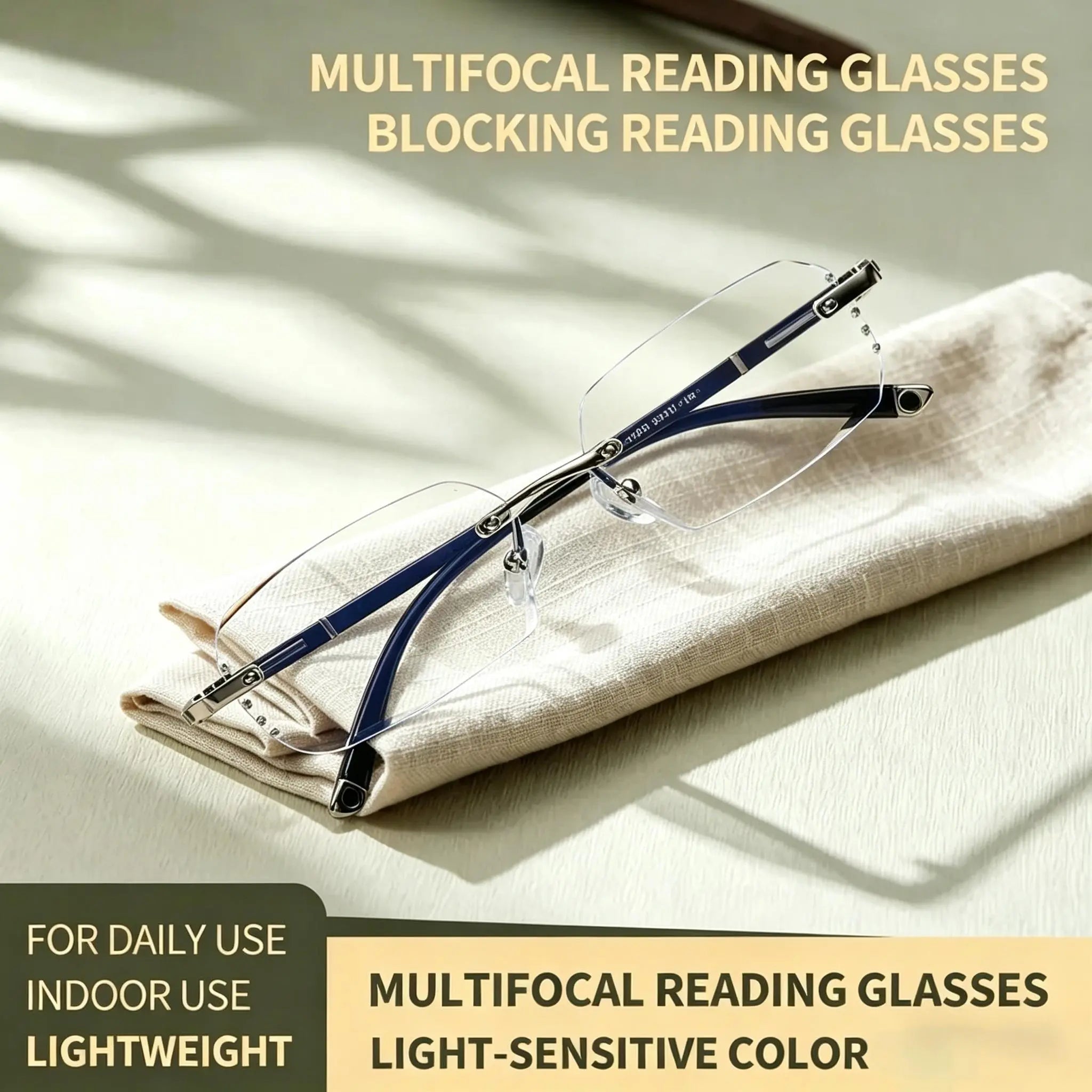 ✨ Diamond Edge Rimless Reading Glasses – Blue Light Blocking & Ultra Lightweight