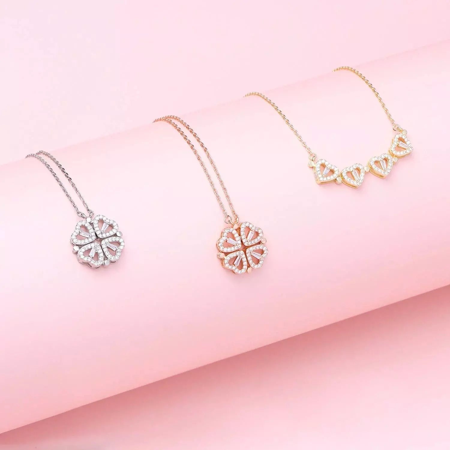 🍀 Lucky Heart Necklace – 2-in-1 Clover & Heart Pendant | Symbol of Love & Good Fortune ✨